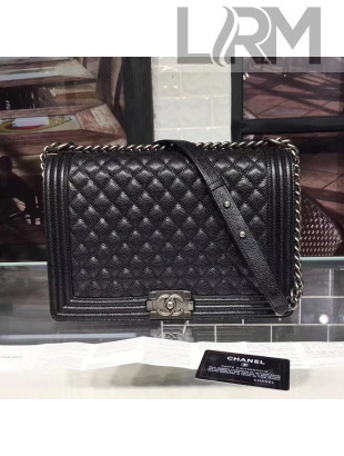 Chanel Large Original Caviar Leather Le Boy Flap Bag 30cm Black