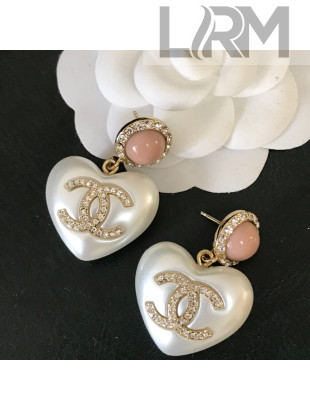 Chanel Pearl Heart Earrings 2021 082578