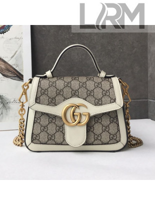 Gucci GG Canvas Mini Top Handle Bag 547260 White Leather 2019