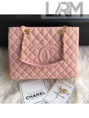 Chanel Grained Calfskin Grand Shopping Tote GST Bag Pink/Gold