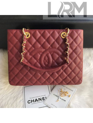 Chanel Grained Calfskin Grand Shopping Tote GST Bag Dark Brown/Gold