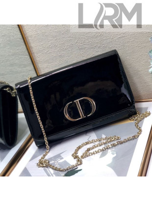 Dior 30 Montaigne CD Patent Calfskin Wallet on Chain WOC Black 2019