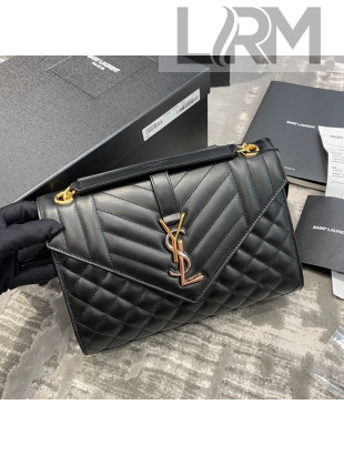 Saint Laurent Envelope Medium Bag in Smooth Leather 487206 Black/Gold