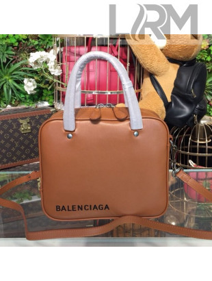 Balenciaga Leather Sqaure Top Handle Bag Brown 2020
