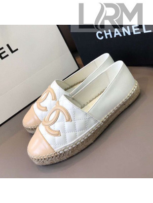 Chanel Quilted Calfskin Flat Espadrilles G29762 White/Beige 2020