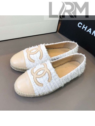 Chanel Tweed Flat Espadrilles G29762 White/Beige 2020