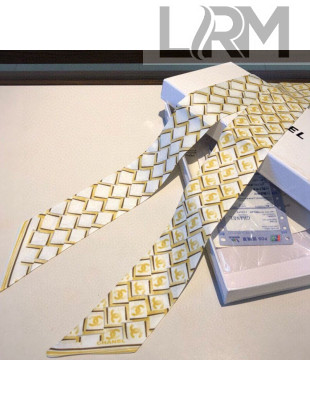Chanel Quilting CC Print Silk Slim Bandeau Scarf 5x120cm Yellow 2020