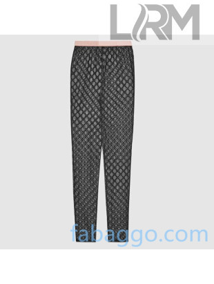 Gucci GG Embroidered Tulle Leggings Tights Black 2020