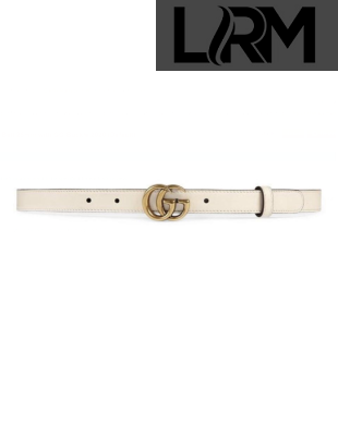 Gucci Calfskin Belt 25mm with GG Buckle White/Gold 2020