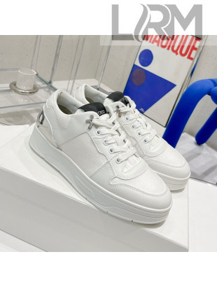 Jimmy Choo Lycra White Calfskin and Canvas Sneakers White 2021 11667
