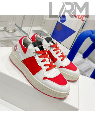 Jimmy Choo Lycra White Calfskin and Canvas Sneakers Red 2021 11669