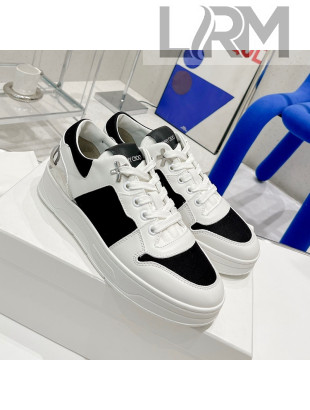Jimmy Choo Lycra White Calfskin and Canvas Sneakers Black 2021 11670