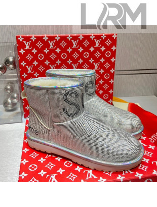 Louis Vuitton Supreme Crystal Wool Ankle Boots Silver 2021 1117106