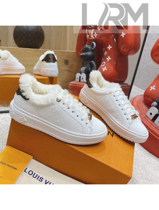 Louis Vuitton Time Out Leather Shearling Sneakers White 2021 1117108