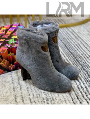 Louis Vuitton Silhouette Rabbit Fur Ankle Boots 9cm Grey 2021 