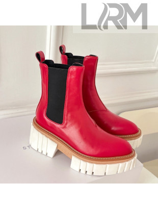 Stella McCartney Shiny Leather Platform Ankle Boots 7cm Red 2021 07
