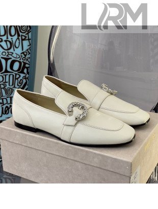 Jimmy Choo Crystal Buckle Loafers White 2021 112352
