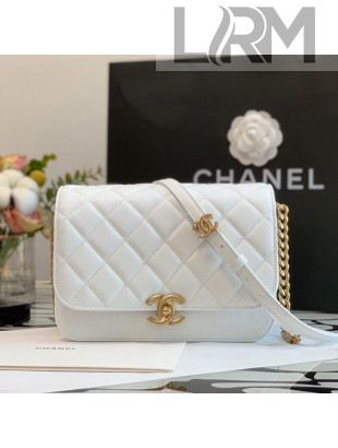 Chanel Grained Calfskin Messenger Bag AS2824 White 2021