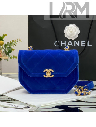 Chanel Velvet Mini Flap Bag AS2597 Blue 2021