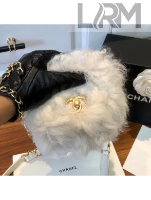 Chanel Shearling Mini Flap Bag AS2885 White 2021