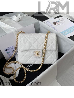 Chanel Sequins Tweed Mini Sqaure Flap Bag AS2819 White 2021 