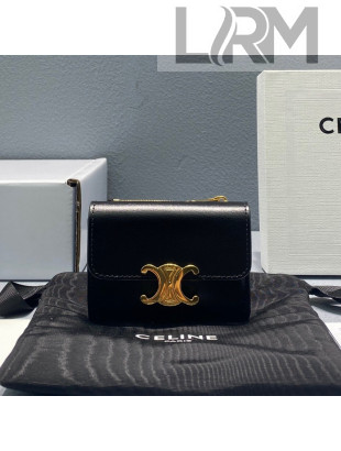 Celine Compact Wallet in Shiny Calfskin Black 2021 10I653