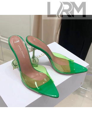 Amina Muaddi TPU Pointed Slide Sandals 9.5cm Green 2021 63