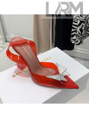 Amina Muaddi TPU Slingback Pumps with Crystal Butterfly 9.5cm Red 2021 39