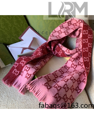 Gucci GG Wool Scarf 25x180cm Red/Pink 2021 06