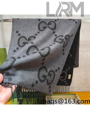 Gucci Maxi-GG Cashmere Scarf 45x200cm Black/Grey 2021 08