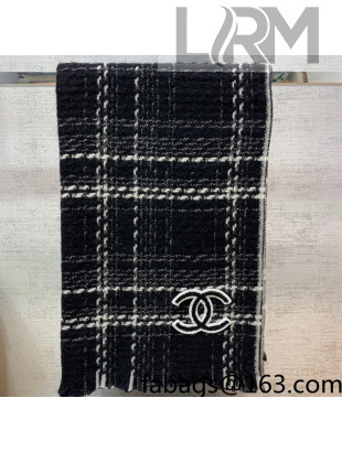 Chanel Cashmere Scarf 68x200cm Black 2021 24