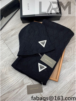 Bottega Veneta Wool Hat and Scarf Set Black 2021 122223