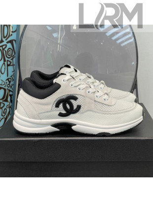 Chanel Suede & Mesh Sneakers G38299 White/Black 2021 60