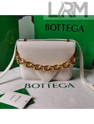 Bottega Veneta Mount Grained Calfskin Small Chain Envelope Bag White 2021