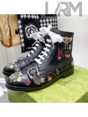 Gucci Vintage Embroidered Ankle Boots Black 2021