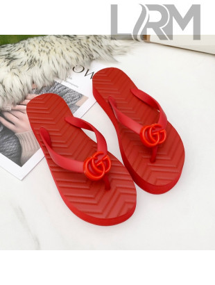 Gucci Platform Thong Slide Sandals All Red 2021