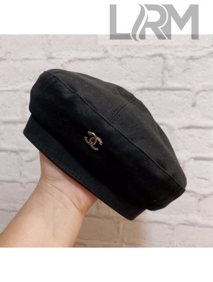 Chanel Canvas Beret Hat Black 2021 13