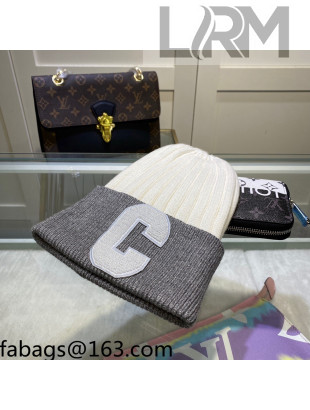 Celine Cashmere Knit Hat White/Grey 2021 16
