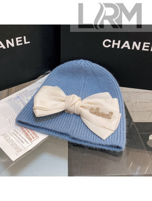 Chanel Knit Hat with Bow Blue 2021 32