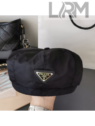 Prada Nylon Beret Hat Black 2021