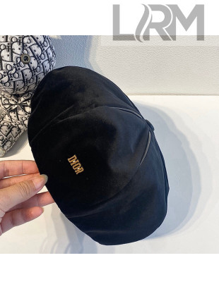 Dior Velvet Beret Hat Black 2021