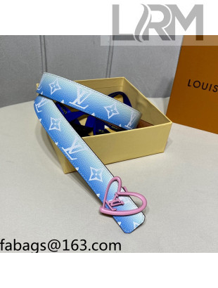 Louis Vuitton Gradient Monogram Canvas Reversible Belt 3cm with LV Love Buckle Blue 2021