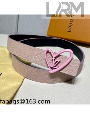 Louis Vuitton Gained Calfskin Reversible Belt 3cm with LV Love Buckle Nude/Pink 2021