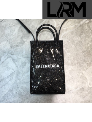 Balenciaga shopping phone pouch shoulder bag black