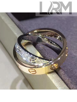 Cartier Double Love Ring with Paved Diamond 08
