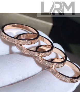 Cartier Pink Gold Nologo Love Ring with Diamond-paved,Extra Small Model 04