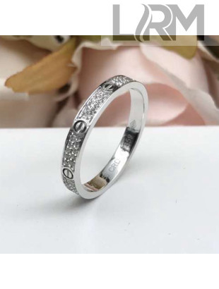 Cartier White Gold Nologo Love Ring with Diamond-paved,Extra Small Model 04