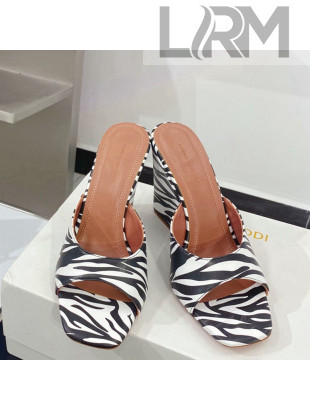 Amina Muaddi Zebra Print Leather Wedge Sandals 9.5cm Black/White 2021 13