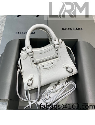 Balenciaga Neo Classic Mini Bag in Grained Calfskin White/Silver 2021 638512