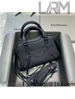Balenciaga Neo Classic Mini Bag in Grained Calfskin All Black 2021 638512